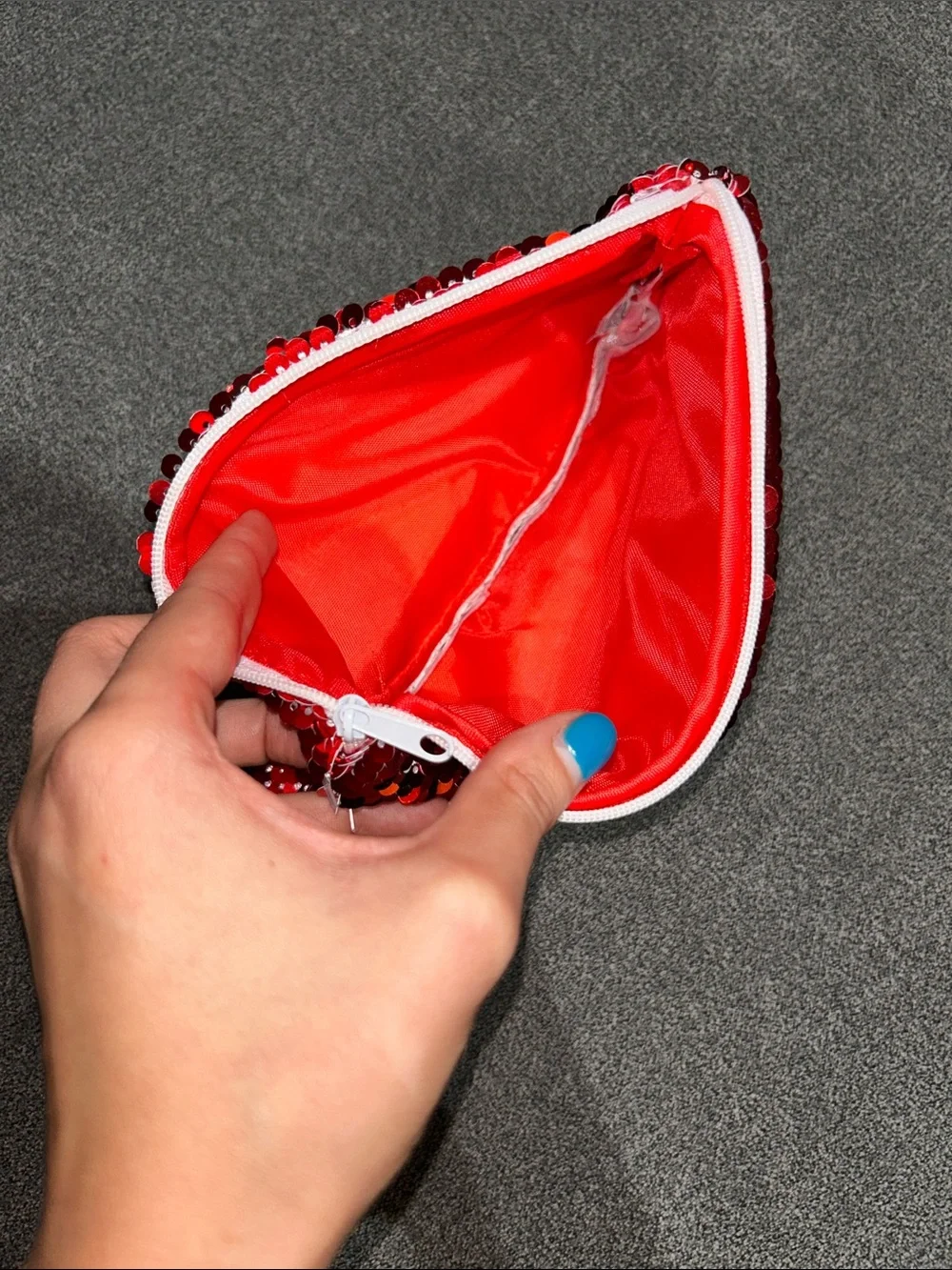 “Canes Chicken” Red and White Sequin Zip Pouch